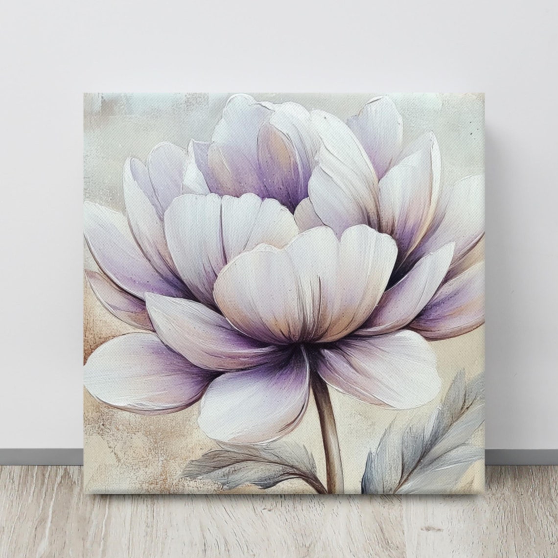 Purple Flower Wall Art Flower Painting Print Purple Flower Art Nature Wall Art Flower Wall Art Beige Living Room Art
