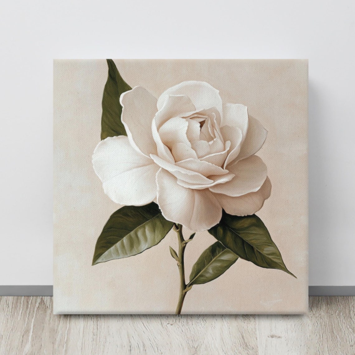 Classic White Rose Cream Beige Timeless Botanical Painting Poster
