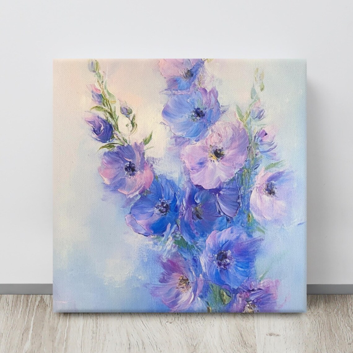 Blue Purple Delphinium Blooms Soft Light Botanical Art Poster