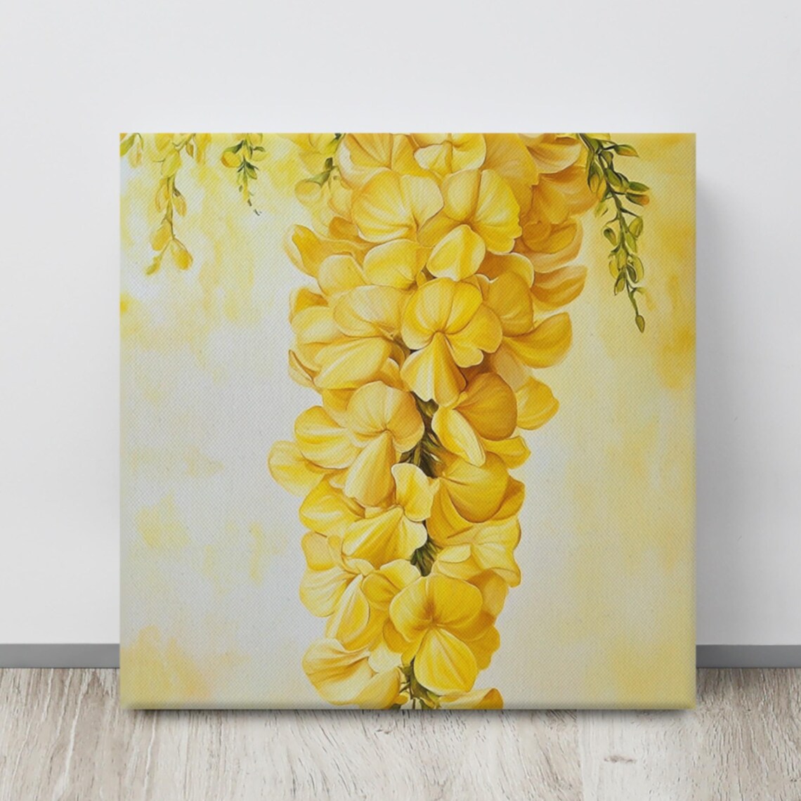 Yellow Laburnum Cascading Golden Chain Tree Blossom Painting Print