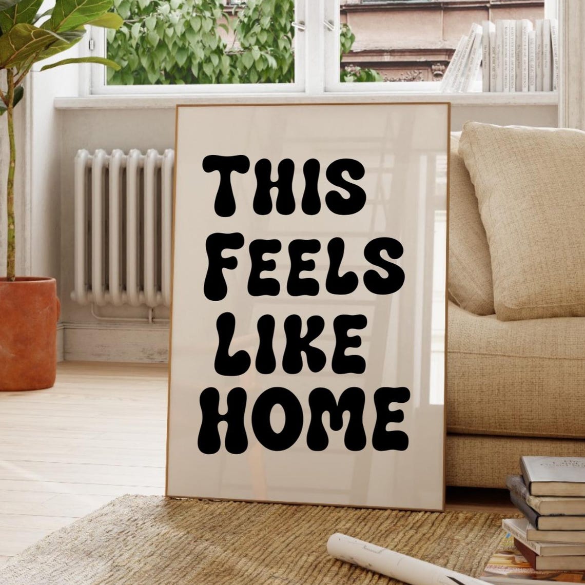 This Feels Like Home Cozy Retro Typography Quote Wall Poster