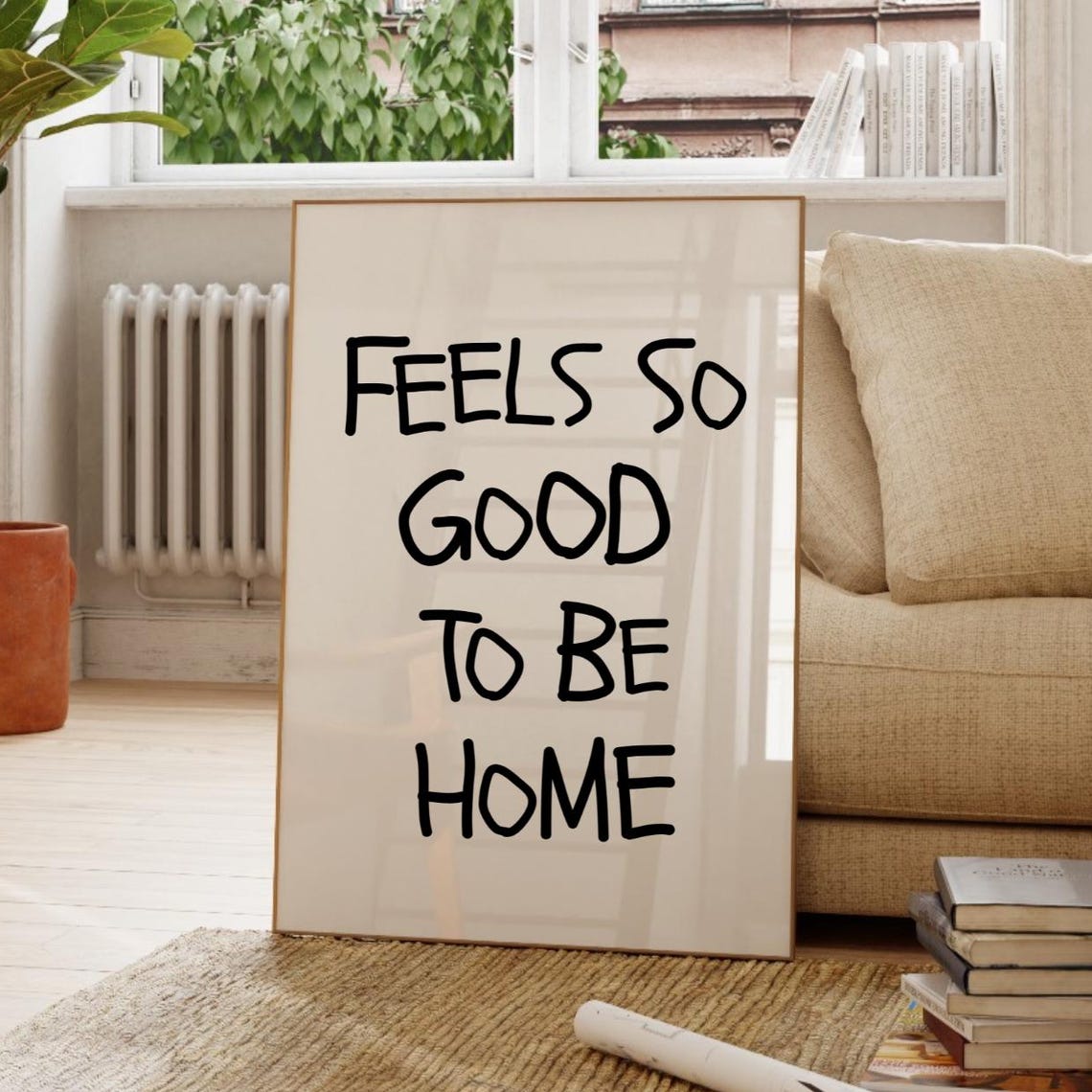 Cozy Feels So Good To Be Home Handwritten Script Quote Wall Art