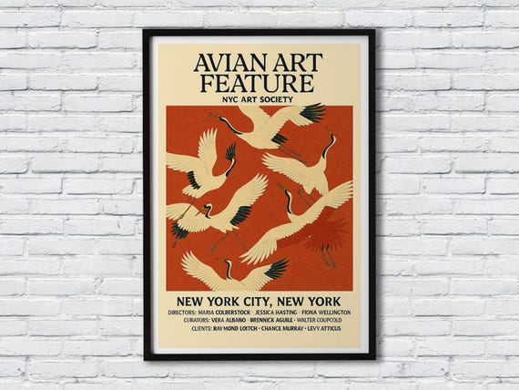 Feathered Elegance Avian Art Exhibition Graceful Bird Illustration For Stylish Home Decor Poster Framed Artwork Premium Canvas Print