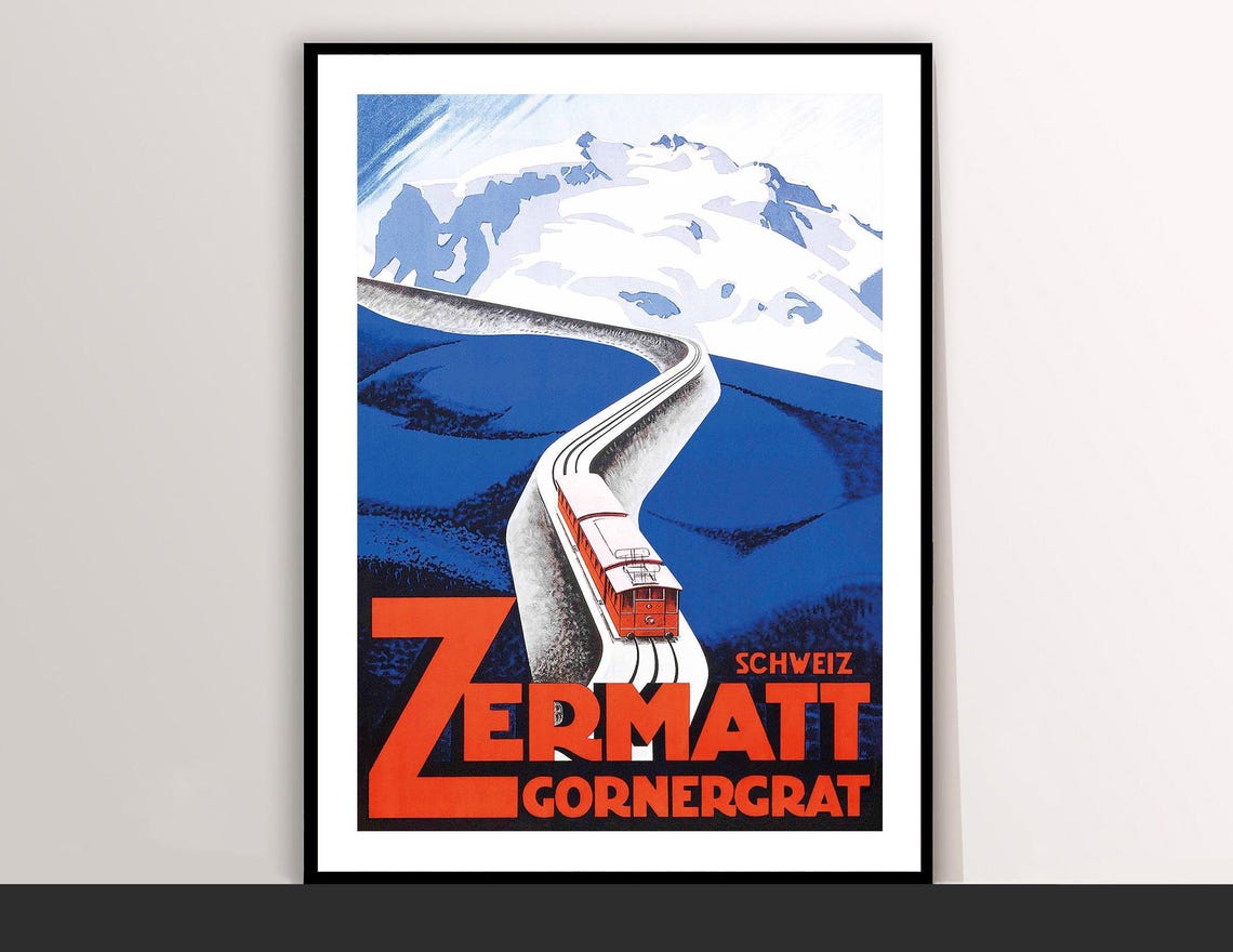 Zermatt Gornergrat Railway Matterhorn Vintage Travel Poster Art