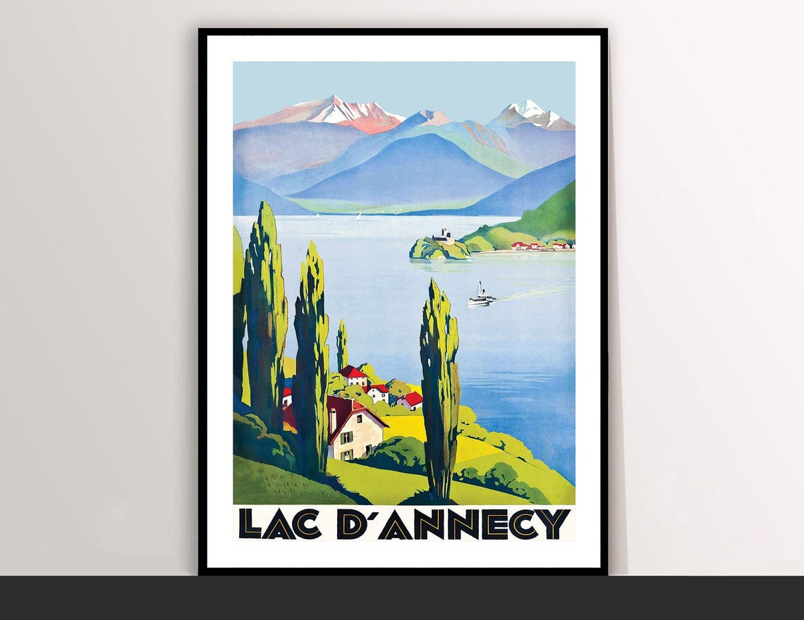 Lac Dannecy France Vintage Travel Poster French Retro Art Museum Quality Print Buy 2 Get 1 Free