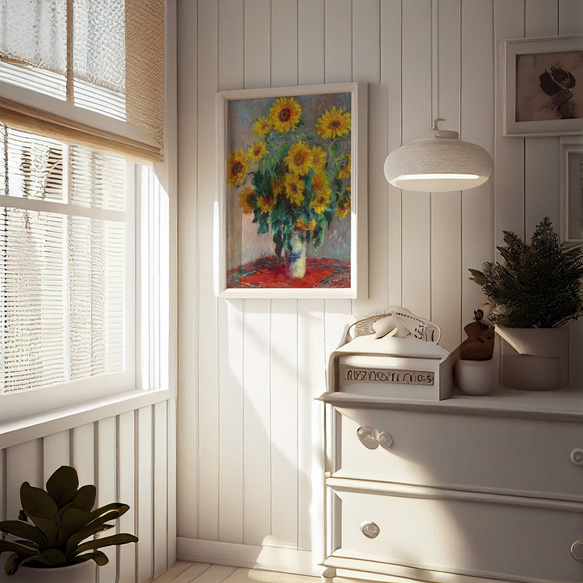 Sunflower Bouquet in Vase Vintage Still Life Yellow Flowers Poster - Image 3