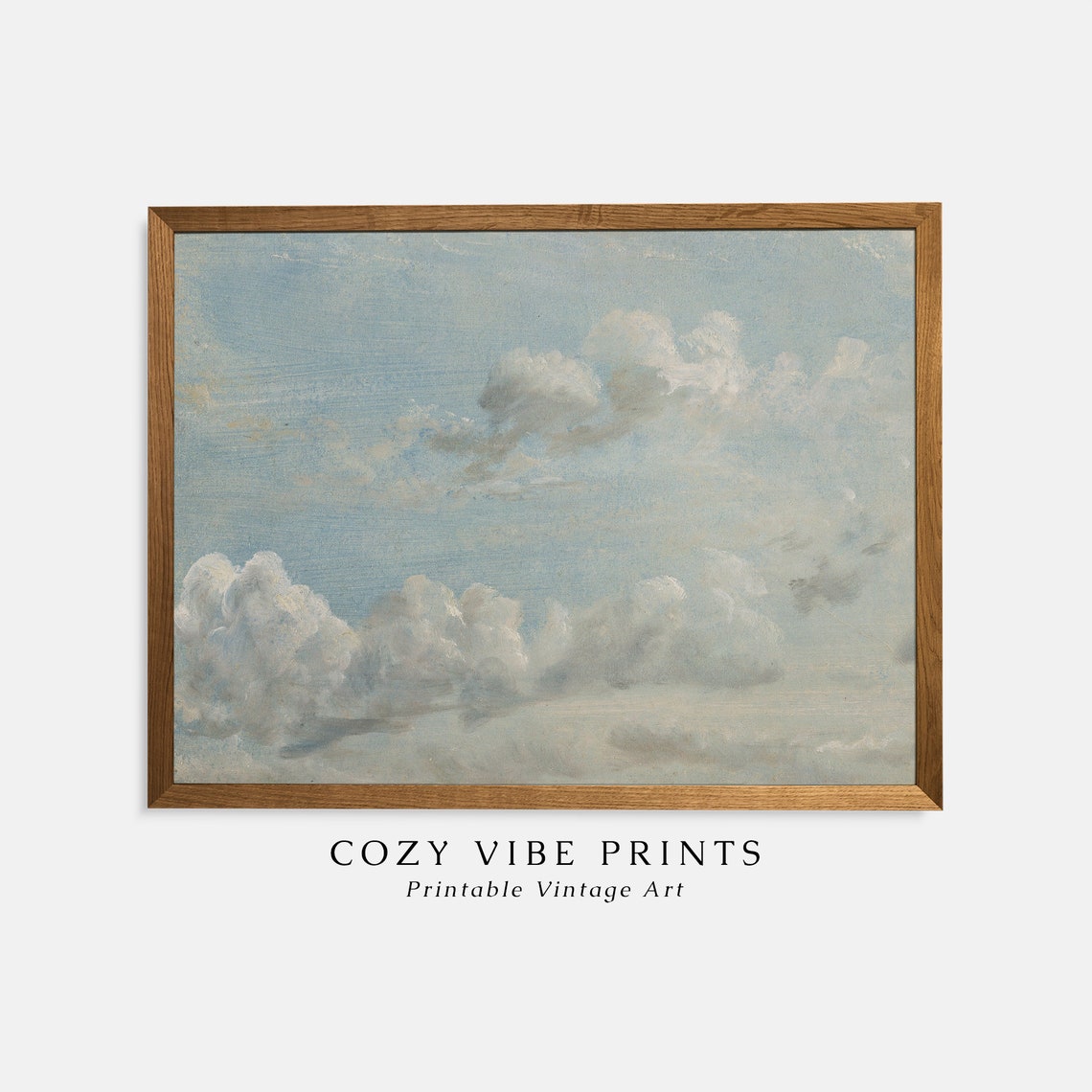 Cloud Study Blue Sky White Clouds Vintage Atmospheric Painting Poster - Image 2