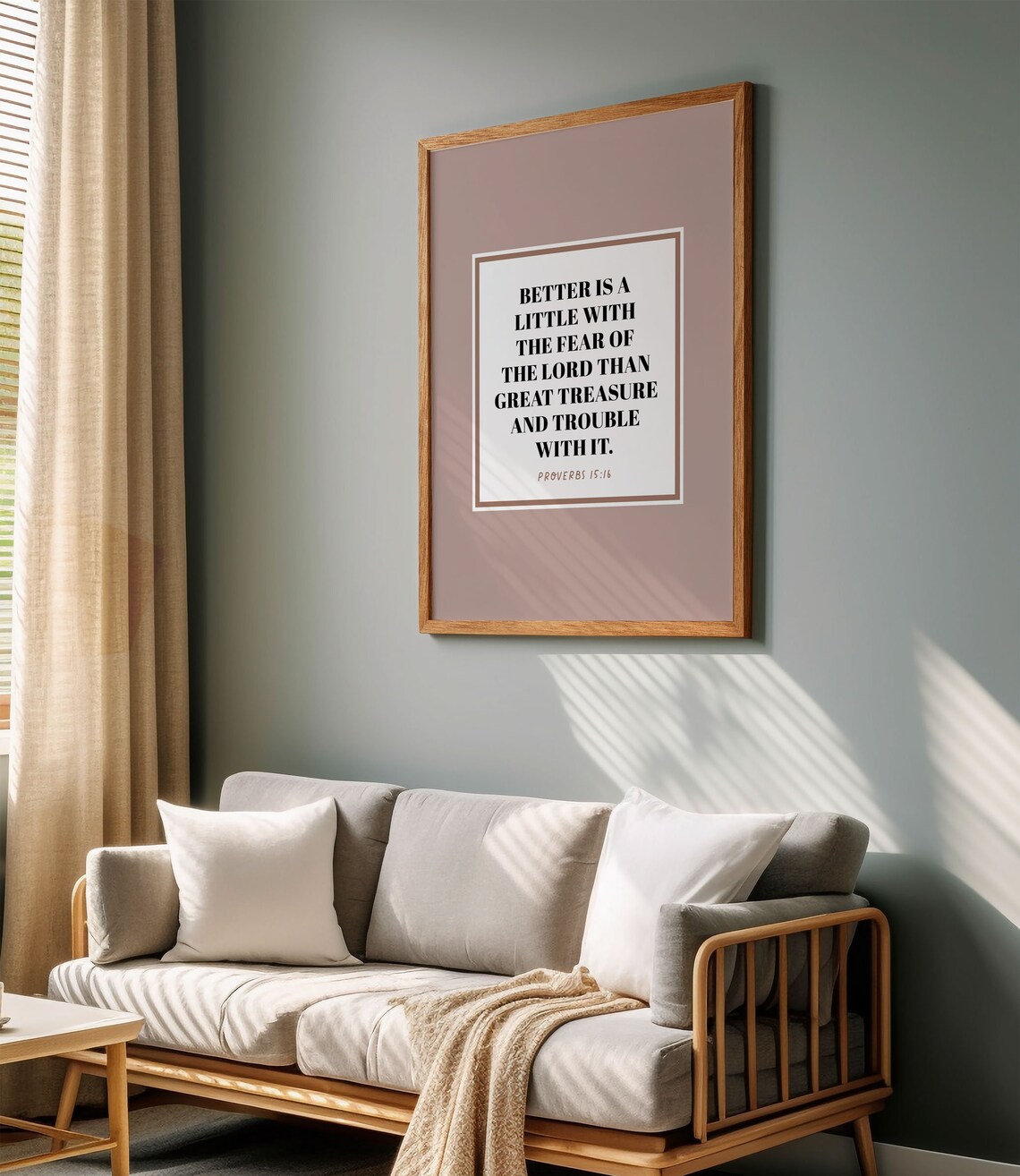Proverbs 15:16 Fear Of The Lord Bible Verse Dusty Rose Minimalist Poster - Image 6