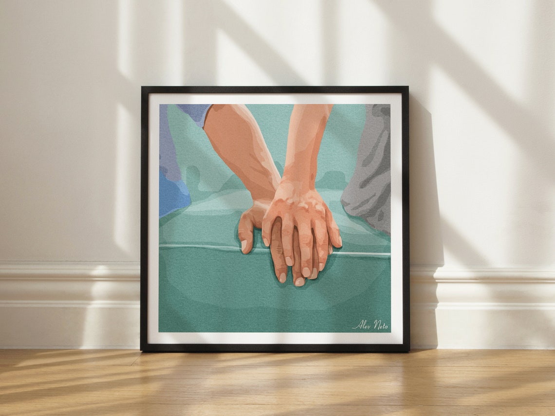 Touch Hands - Minimalist Line Art Print - Image 2