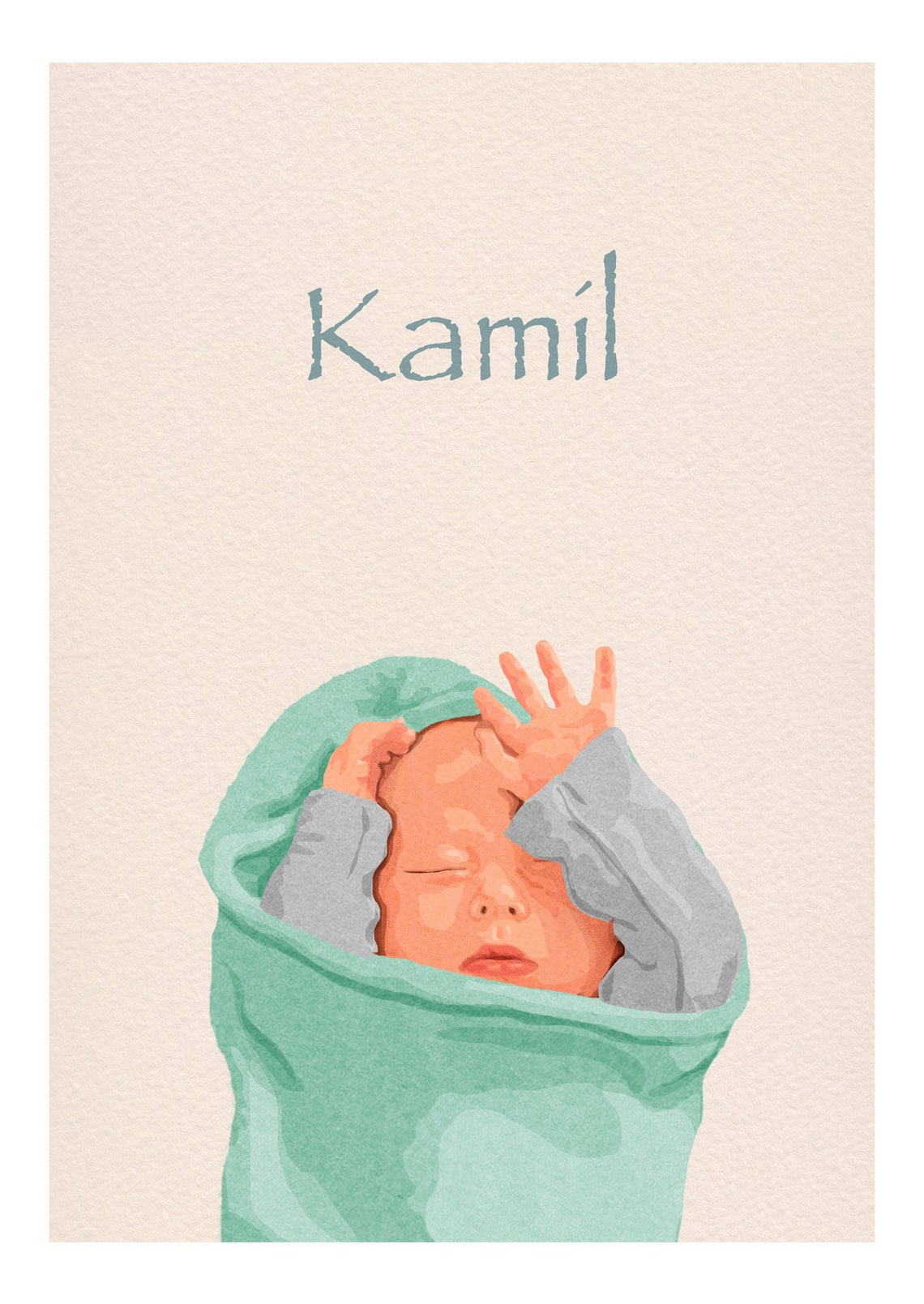 Personalized Newborn Portrait Birth Announcement Card Gift Print - Image 3