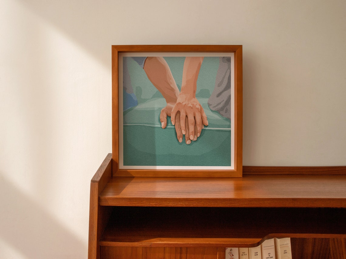 Touch Hands - Minimalist Line Art Print - Image 3