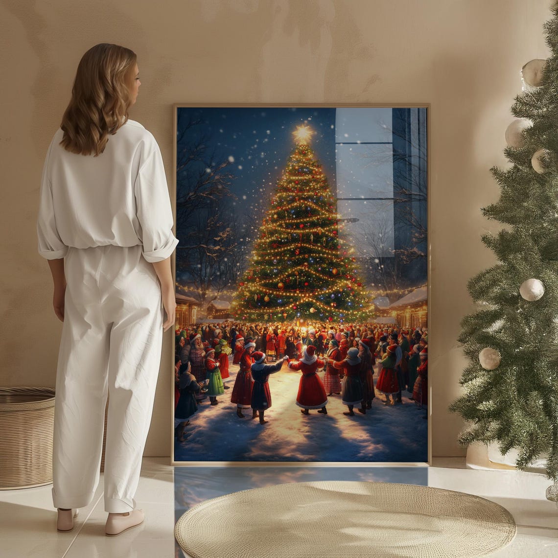 Retro Christmas Market Art Print, Mid-Century Holiday - Image 2