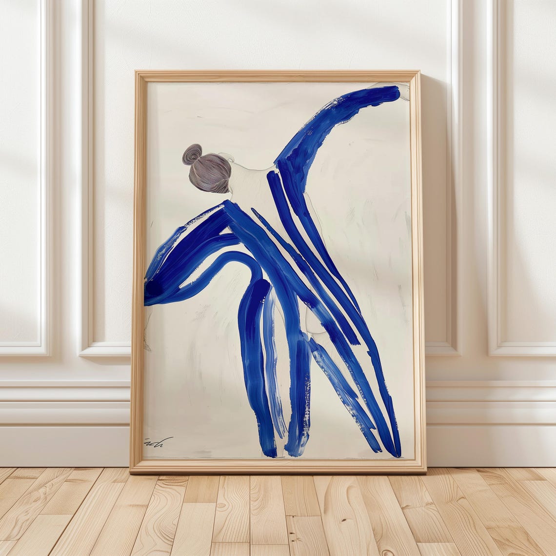 Abstract Blue Dancer Print Minimalist Movement Artwork Contemporary Dance Wall Decor Matisse Wall Art Modern Figure Art Instant