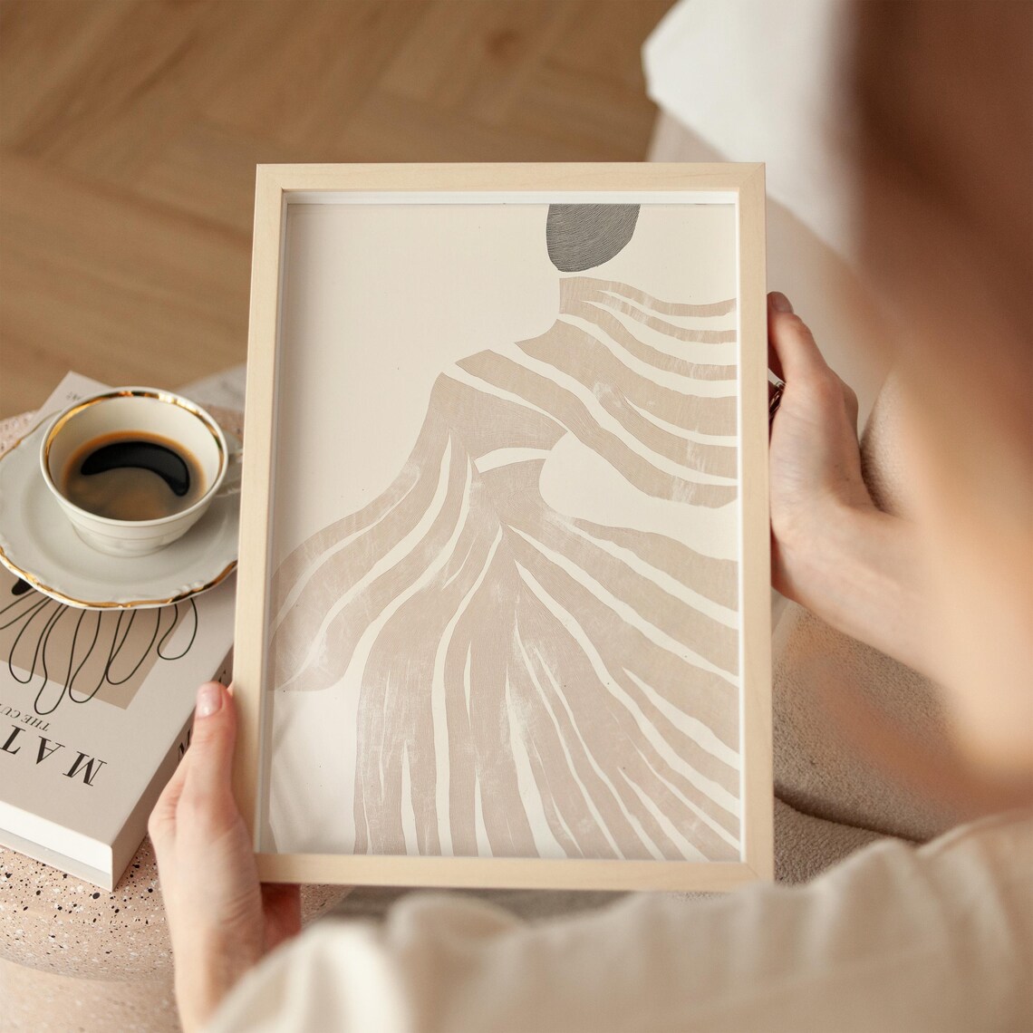 Abstract Minimalist Line Art Print, Neutral Decor