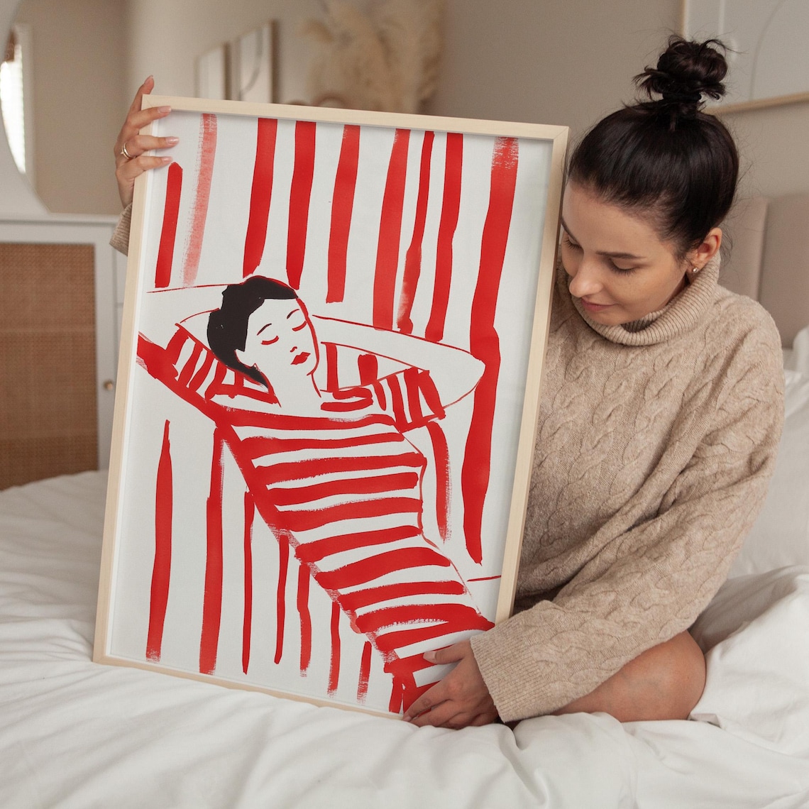 Abstract Woman Relaxing, Modern Minimalist Art Print