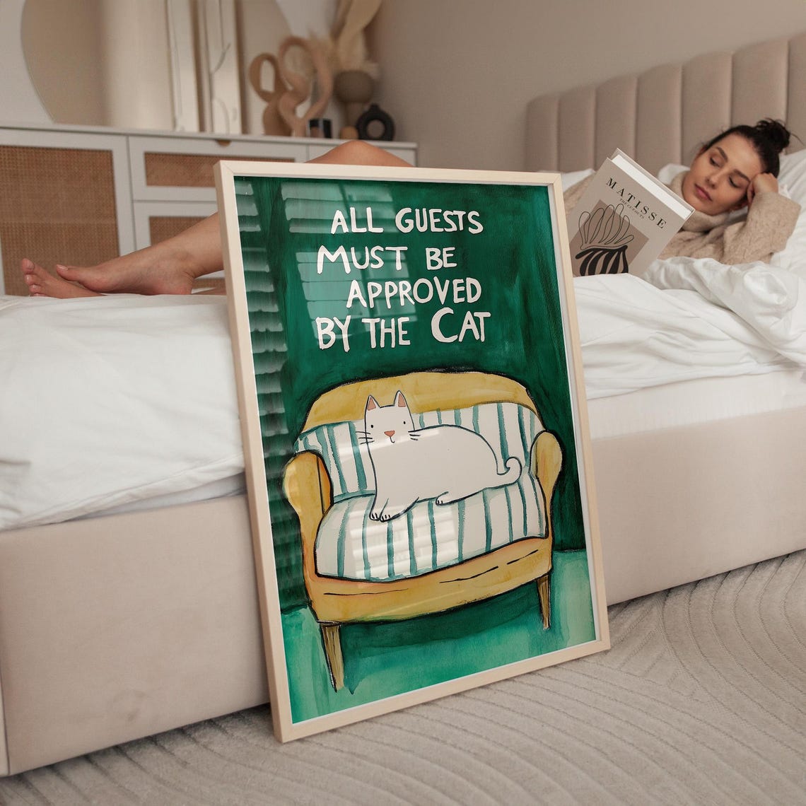 All Guests Must Be Approved by the Cat Funny White Cat Poster - Image 4
