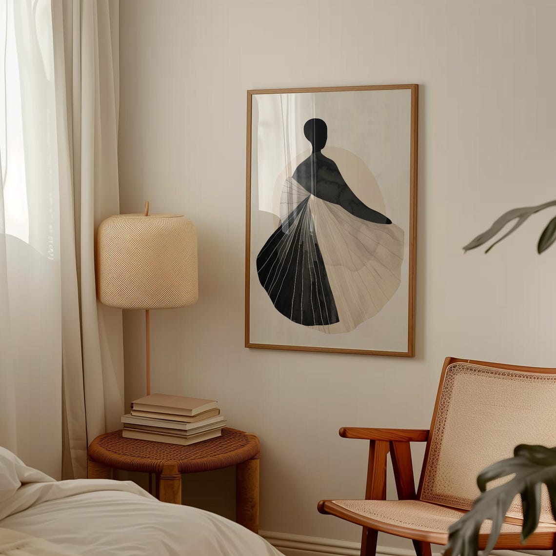 Woman in Flowing Gown Abstract Watercolor Neutral Tones Poster - Image 2