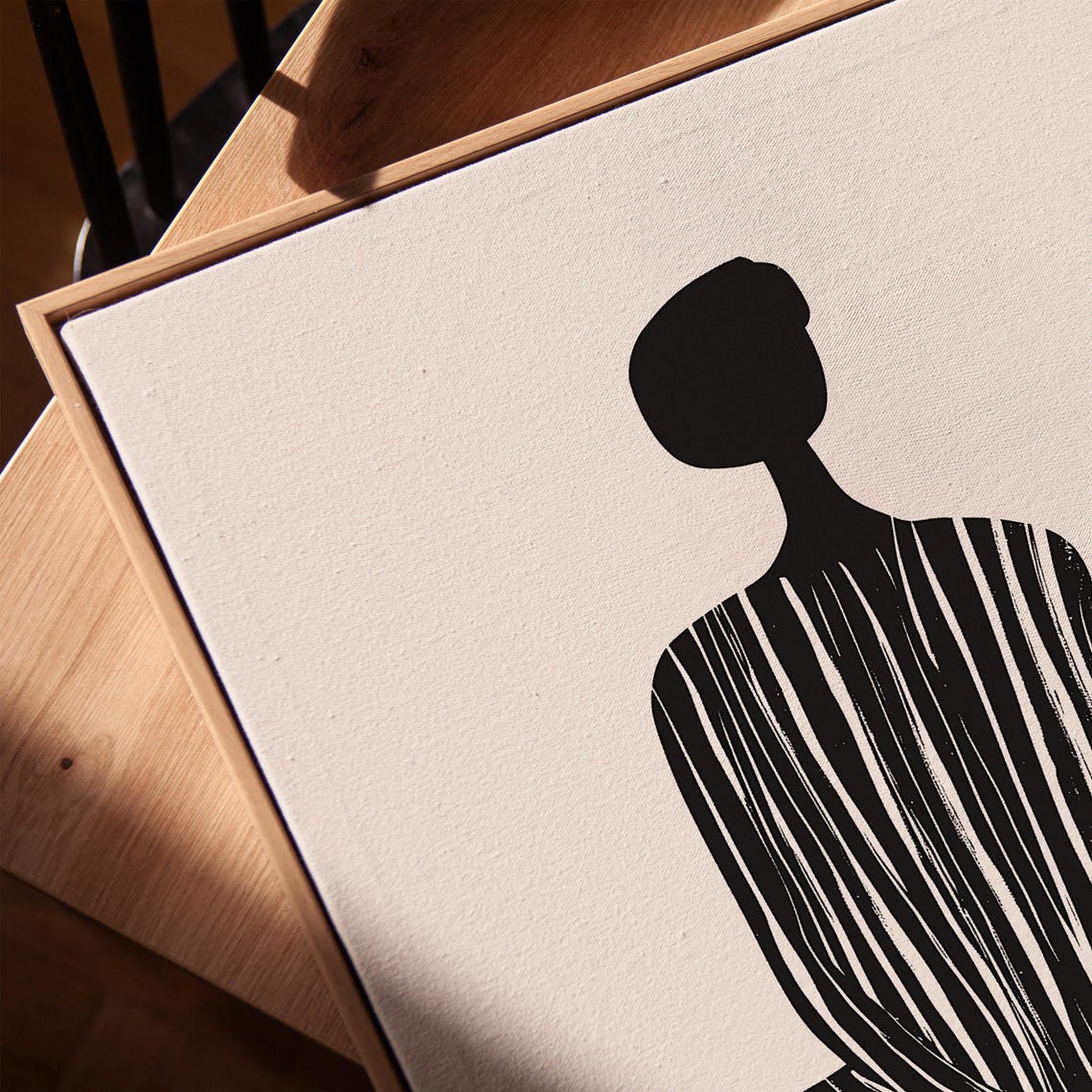 Minimalist Black White Seated Female Figure Abstract Art Poster - Image 3