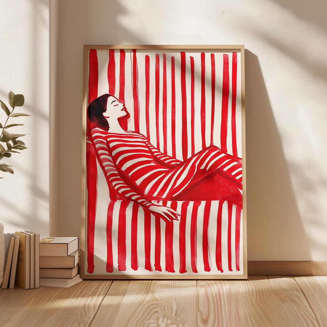 Modern Reading Woman Art Print, Abstract Book Lover