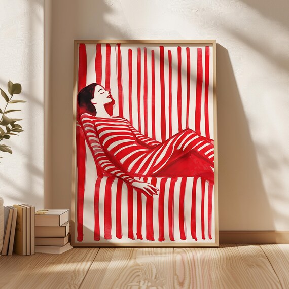 Modern Reading Woman Art Print, Abstract Book Lover