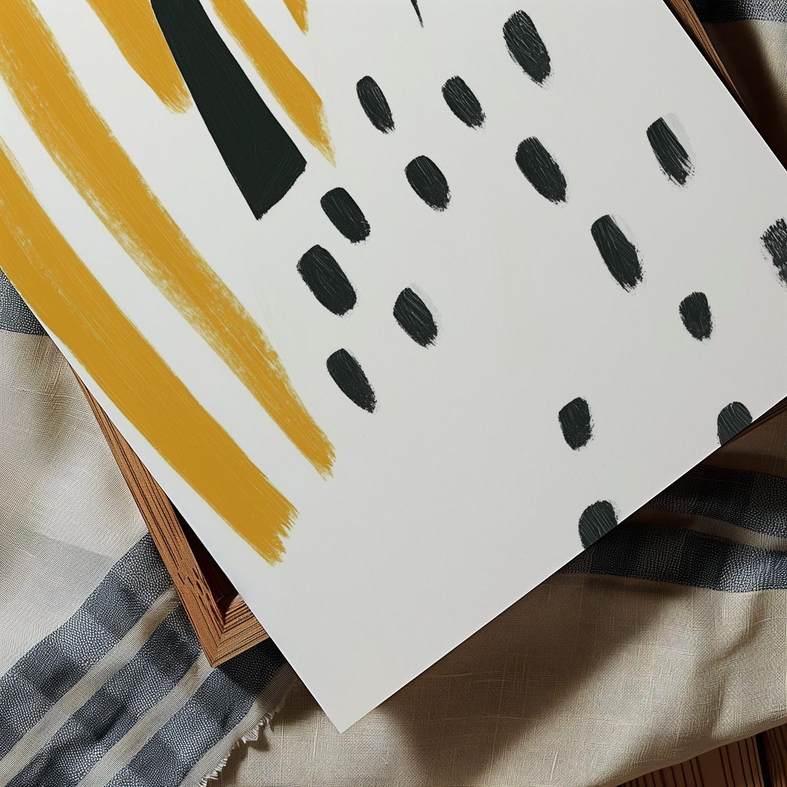 Modern Abstract Silhouette Art Print Minimalist Figure With Golden Stripes Neutral Decor Wall Art Dotted Robe Illustration Black White - Image 4