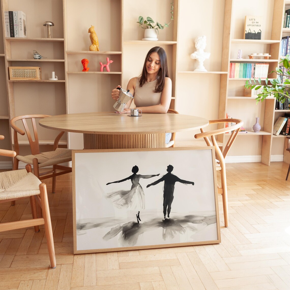 Dancing Couple Silhouette, Minimalist Abstract Art - Image 2