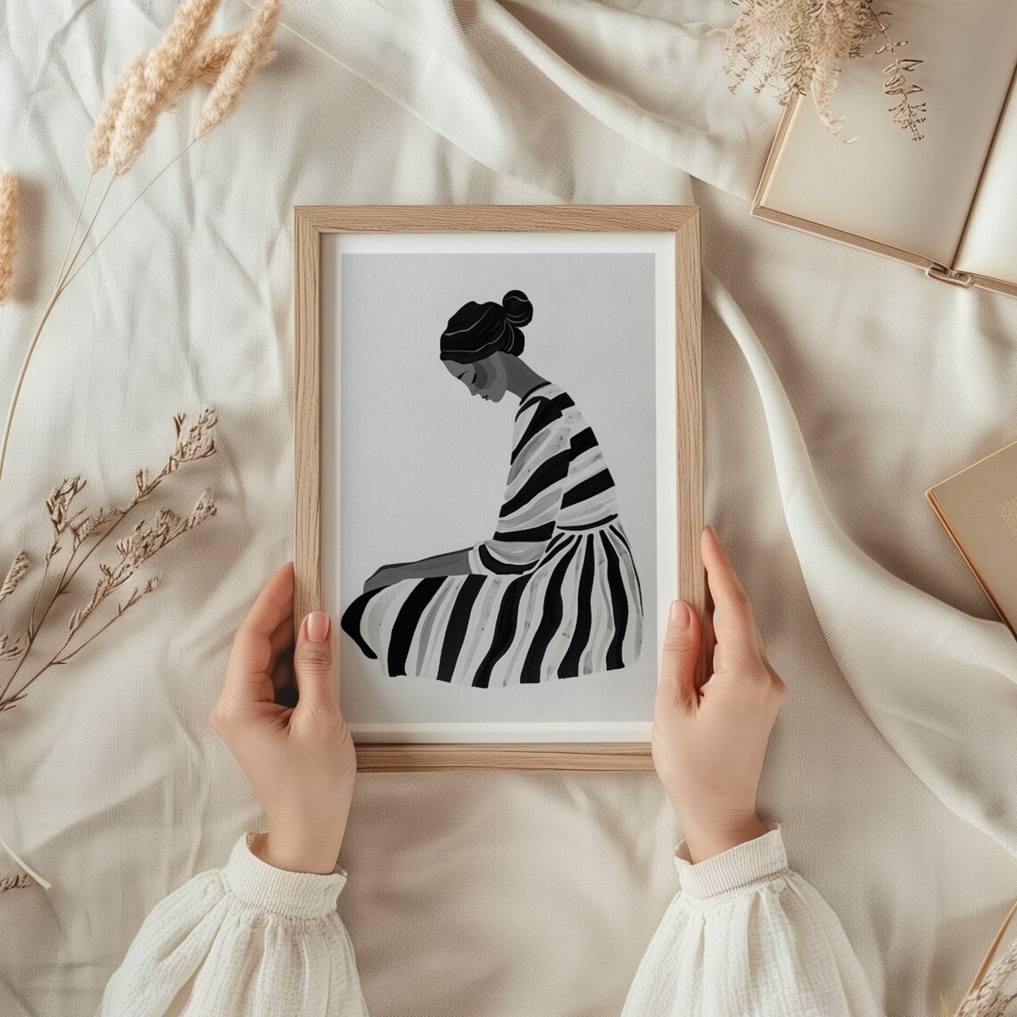 Contemplative Silence Abstract Woman Art Print - Image 2