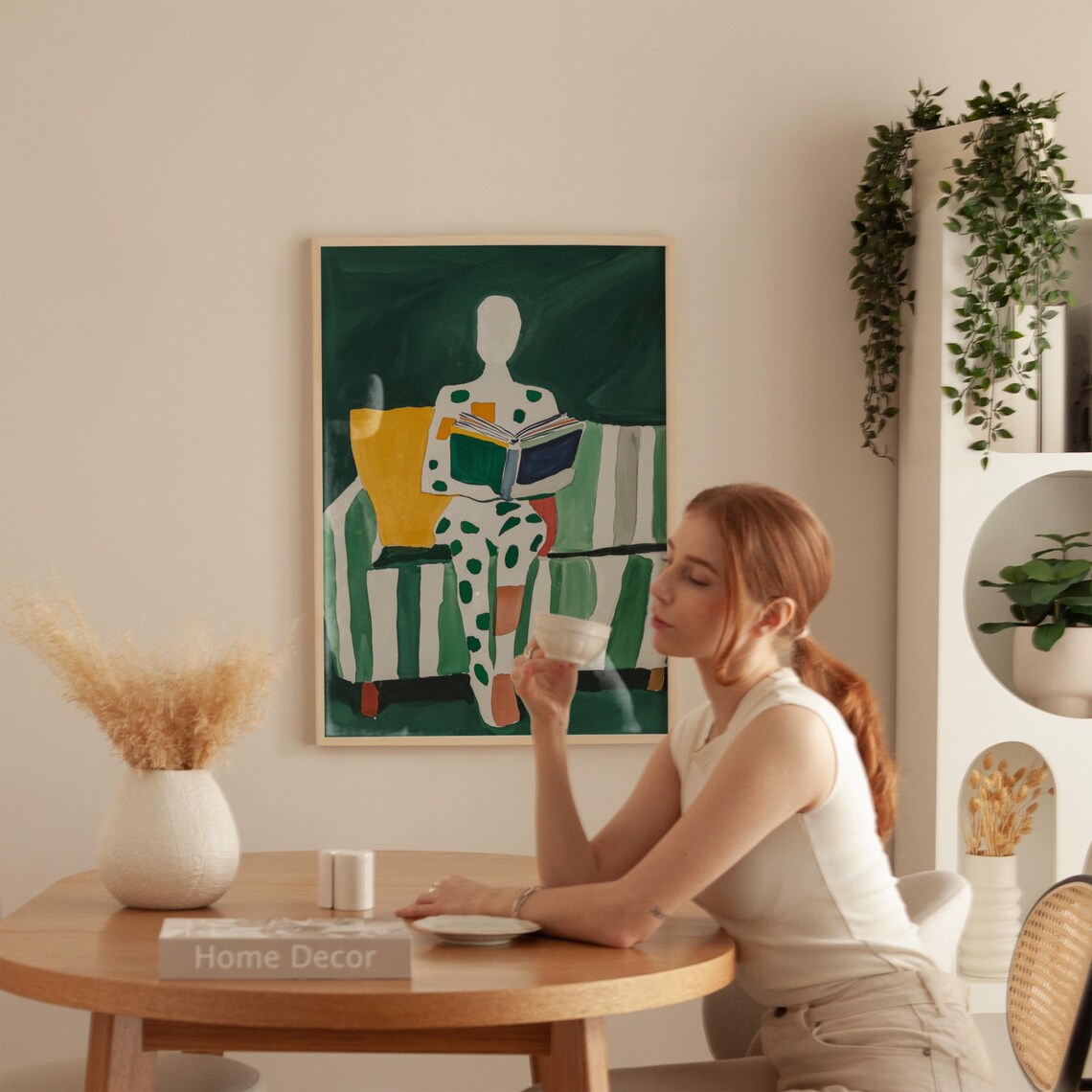 Abstract Reading Figure, Minimalist Home Decor Art Print - Image 5