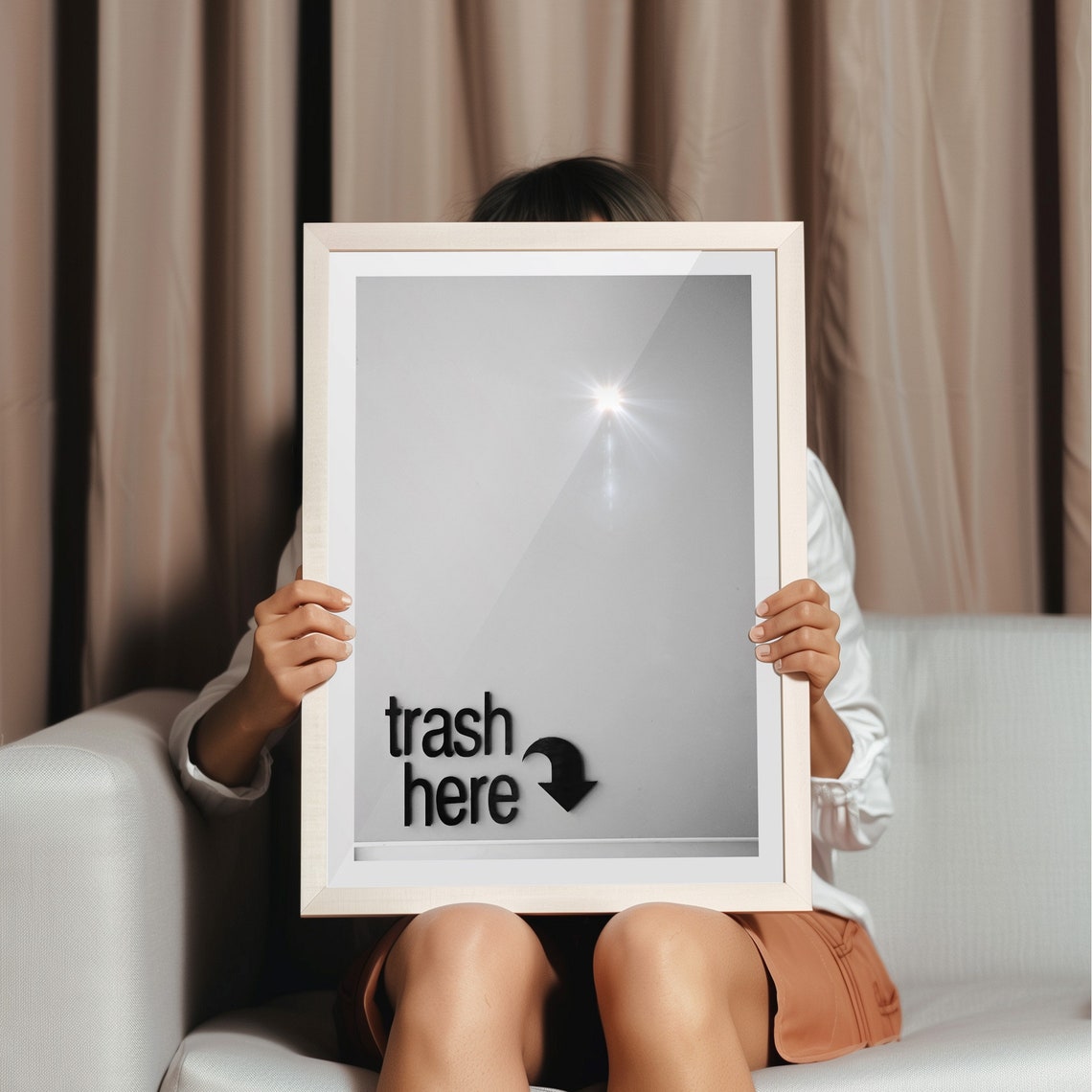 Minimalist Trash Here Arrow Sign Funny Modern Typography Decor Poster - Image 4