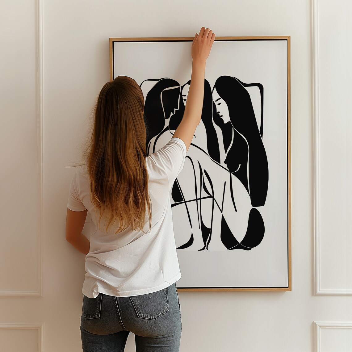 Abstract Line Art People, Sisterhood Minimalist Art Print - Image 3
