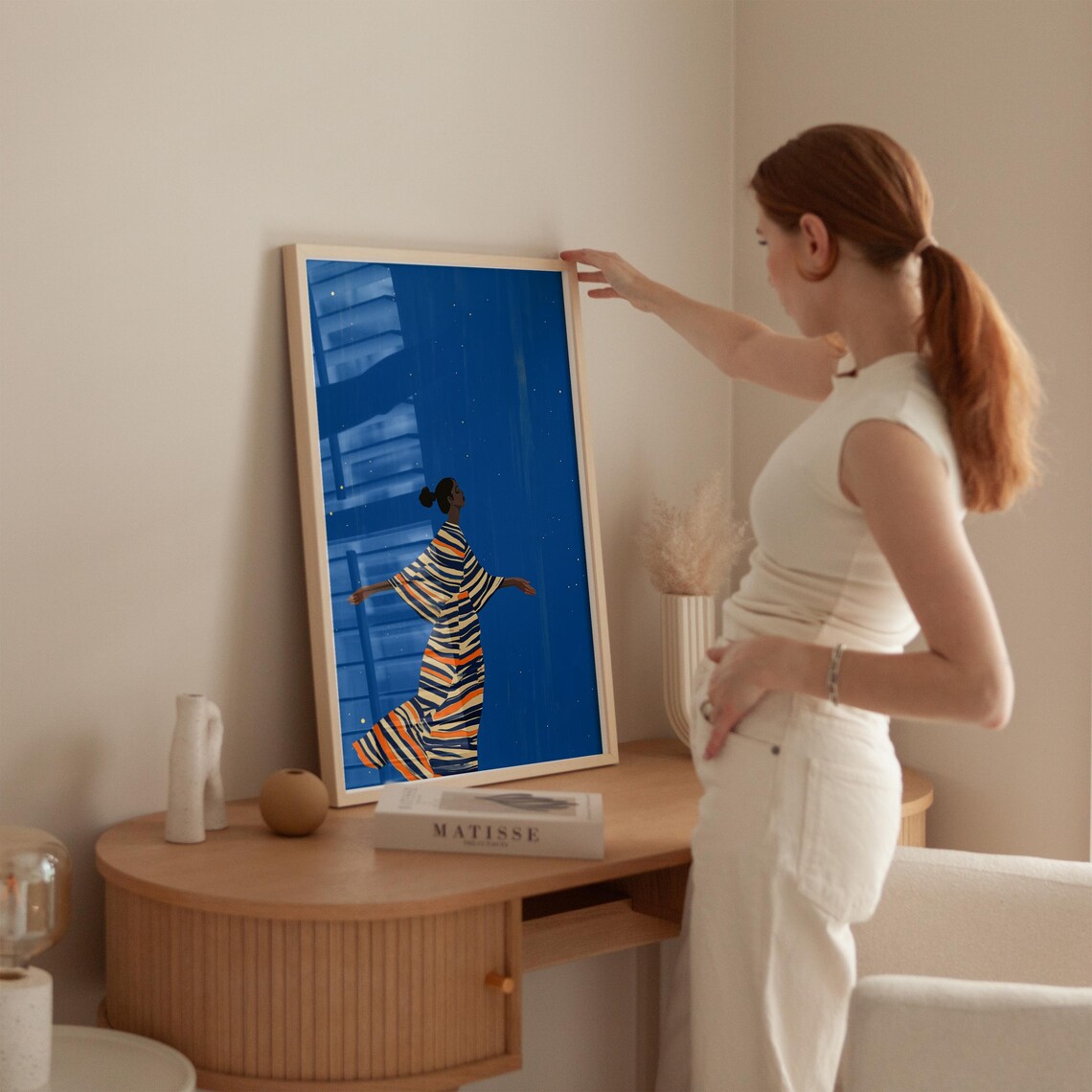 Abstract People Contemporary Cobalt Minimalist Art Print - Image 3