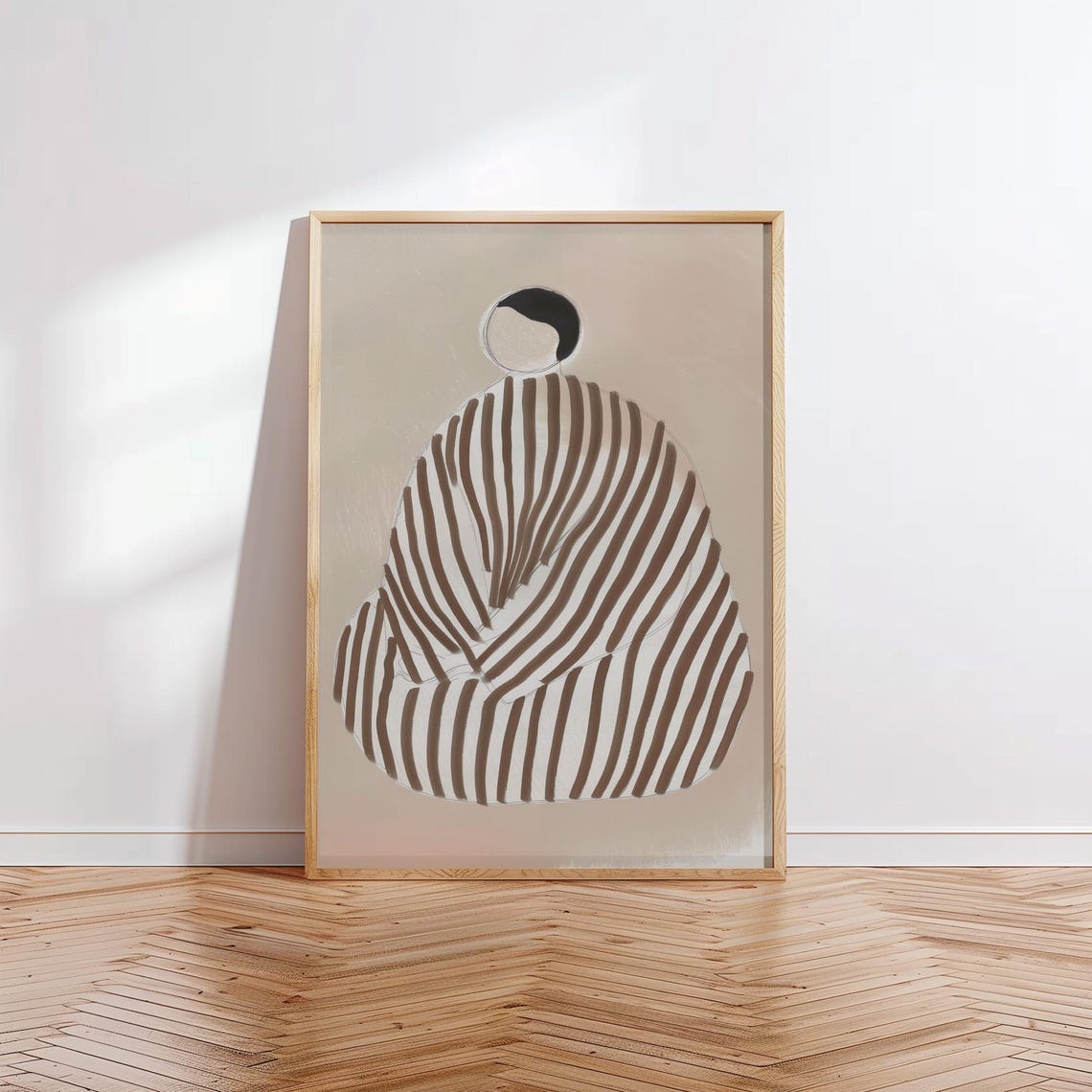 Striped Figure Sculptural Form Beige Minimalist Abstract Body Poster - Image 3
