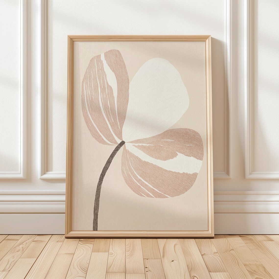 Minimalist Flower Art Print, Neutral Floral Decor