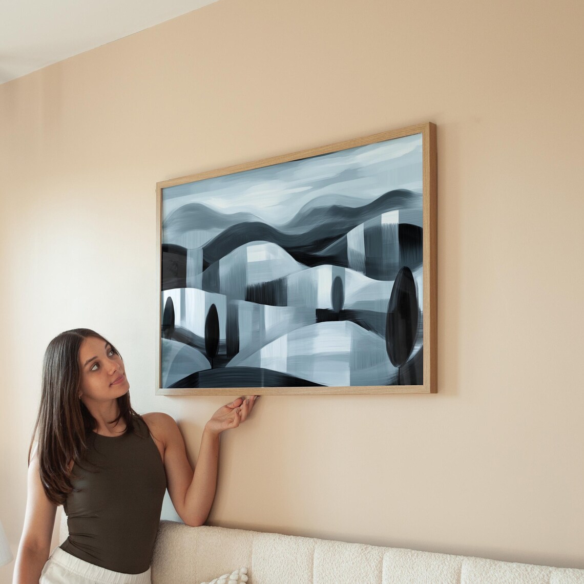 Abstract Black And White Hills Minimalist Landscape - Image 6