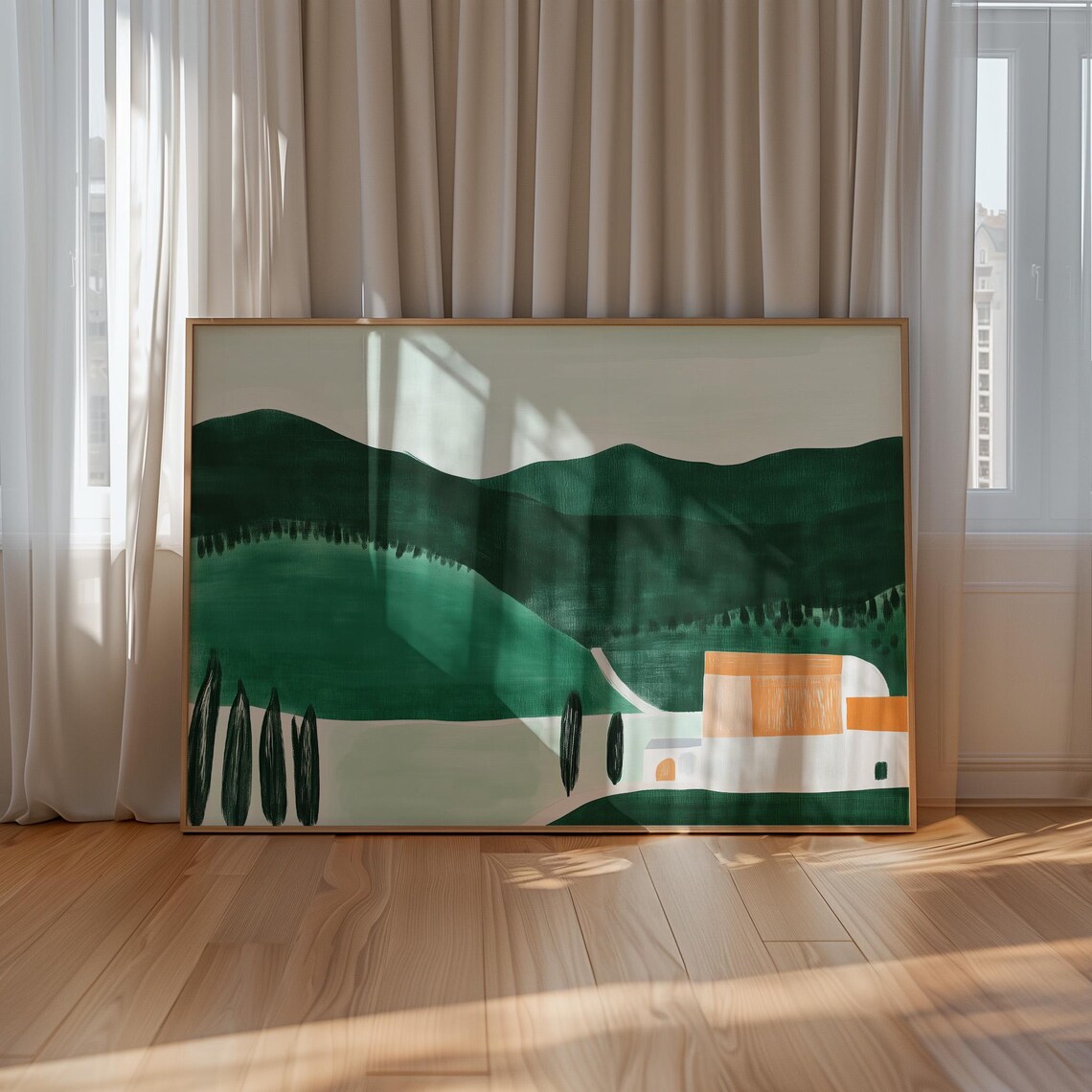 Minimalist Countryside Landscape, Modern Wall Art - Image 4