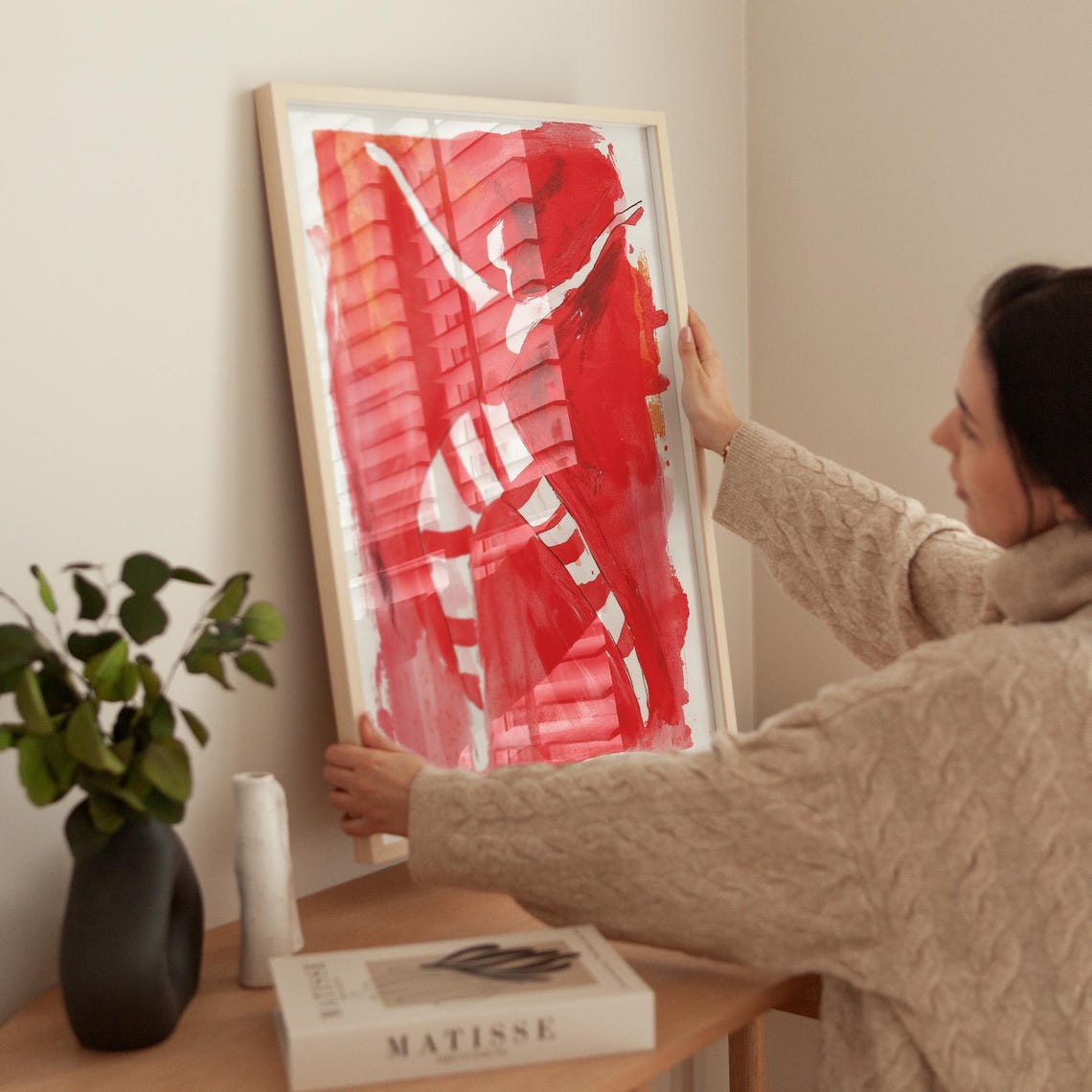 Abstract Red Dancer Arms Raised Bold Expressive Movement Poster - Image 4