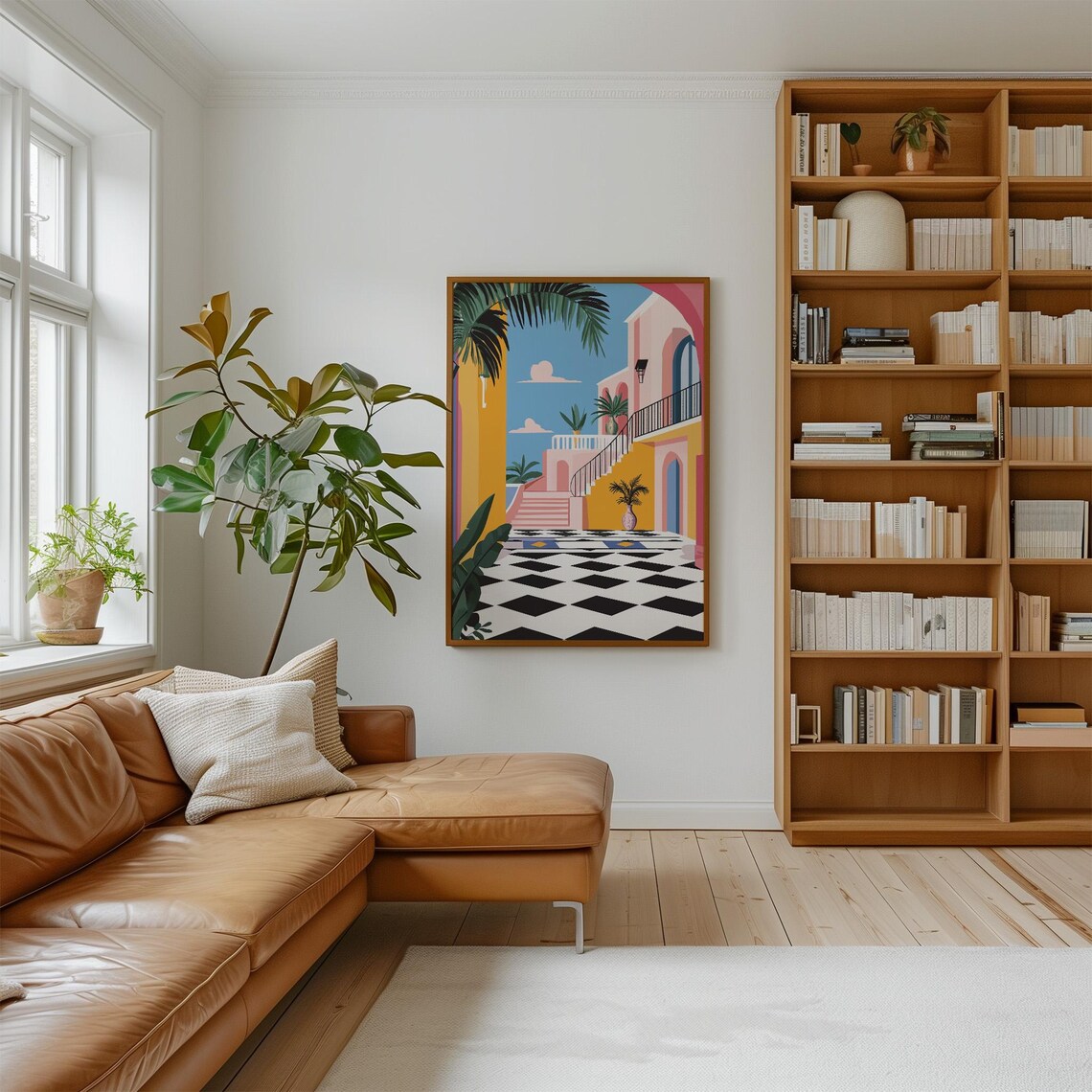 Mediterranean Courtyard, Tropical Modern Art Print - Image 3