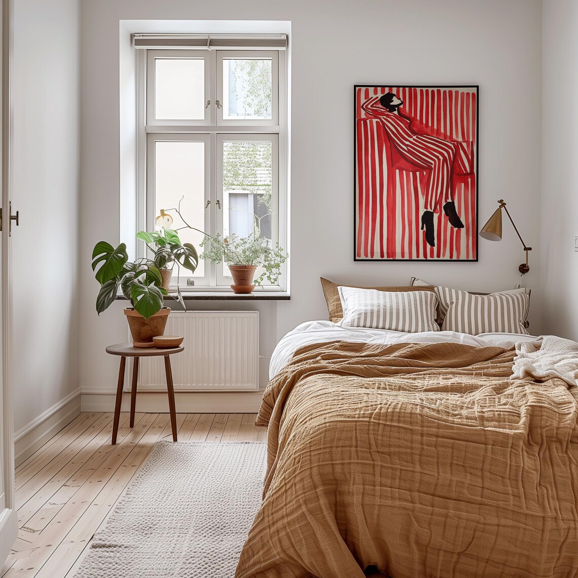 Reclining Woman Red Striped Dress Bold Chic Fashion Art Poster - Image 2
