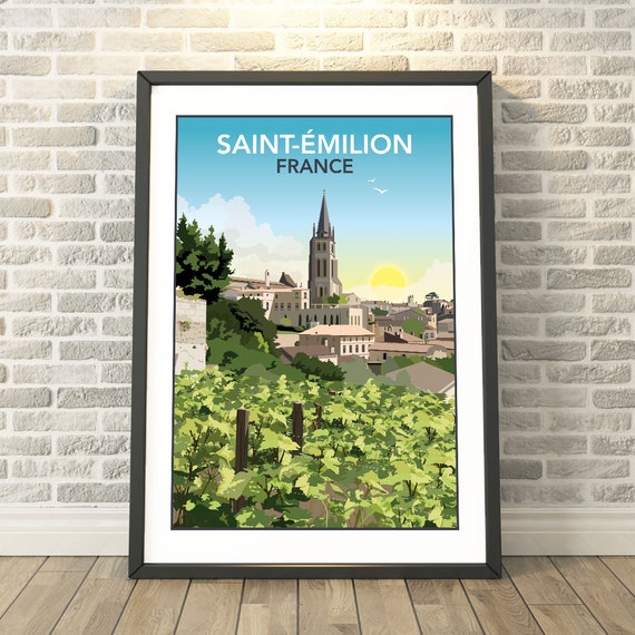 Saintmilion France Travel Poster, Memory Keepsake