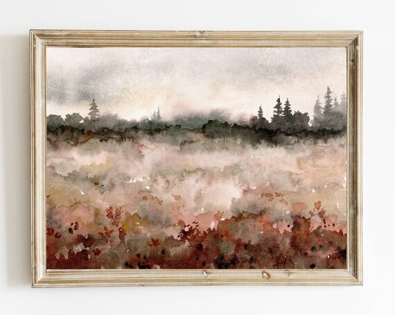 Forest Meadow Art Print, Abstract Landscape
