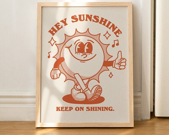 Sun Retro Character Vintage Quote Art Print