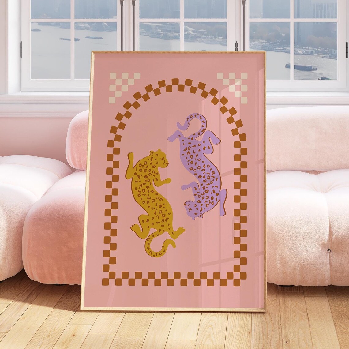 Pink Leopards Duo Maximalist Retro Preppy Animal Arch Poster - Image 3