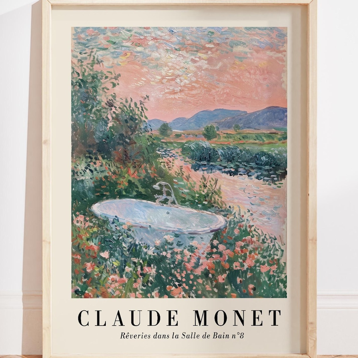 Monet-Inspired Bathroom Floral Countryside Art Print