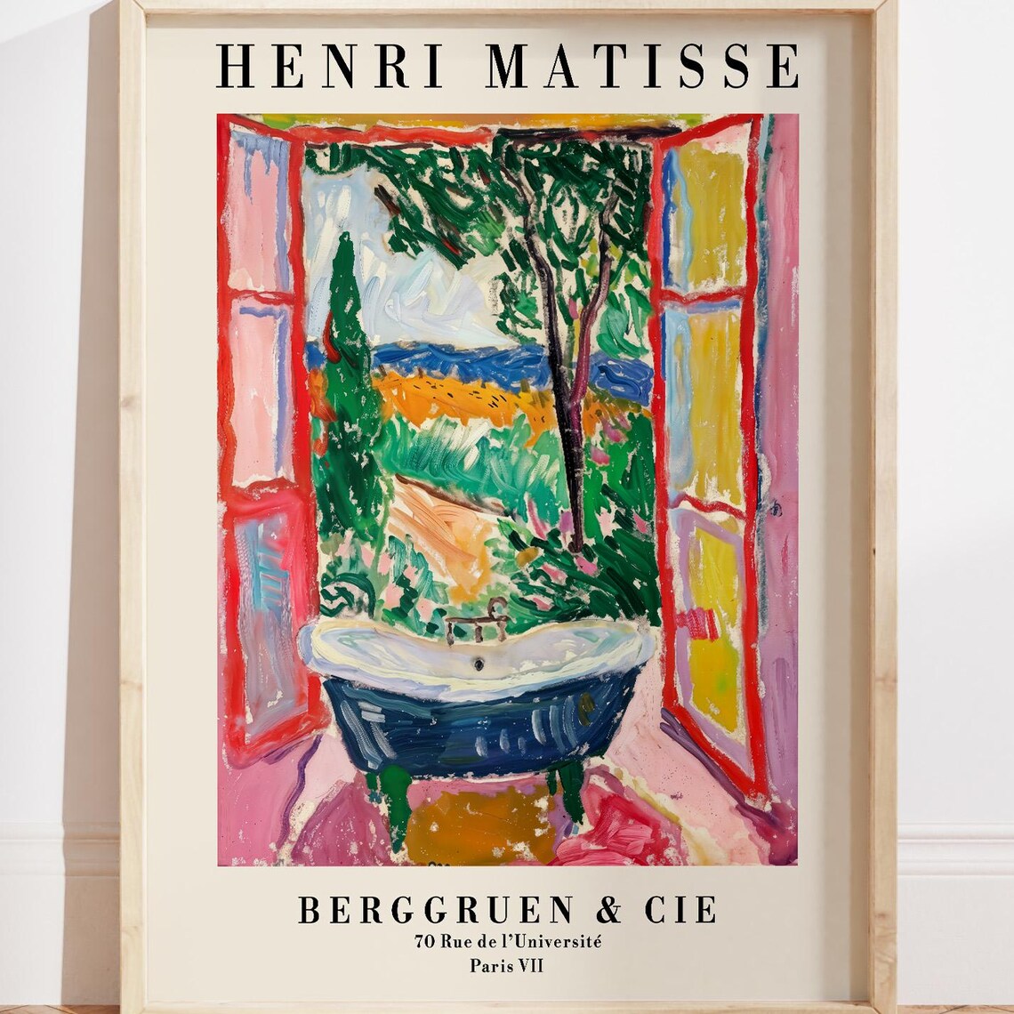 Matisse-Inspired Bathroom Wall Art Print, Countryside Decor