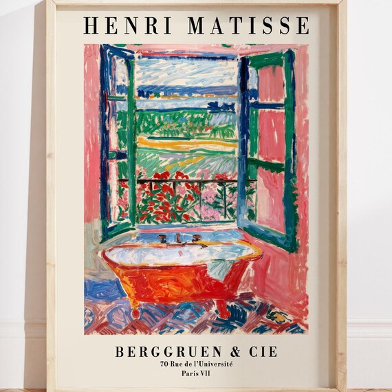 Colorful Matisse Bathroom Art Print, Countryside Poster