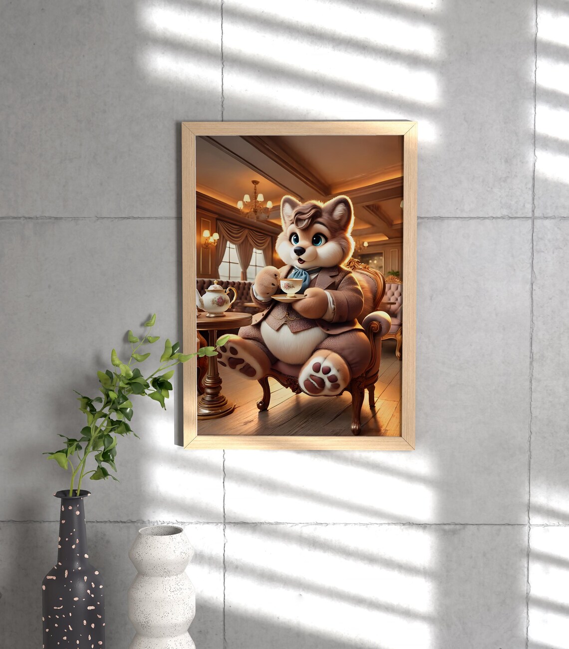 Wolf Drink Tea Animal Life Poster - Image 3