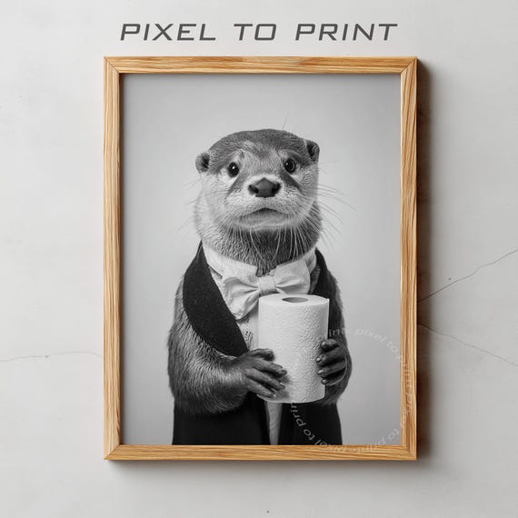 Otter In Suit Bathroom Poster Print