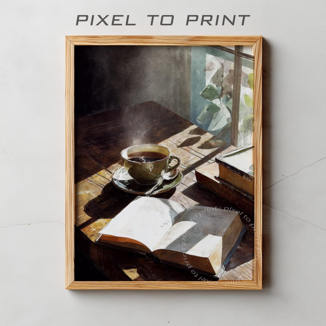 Coffee and Open Book by the Window Sunny Reading Nook Art Print