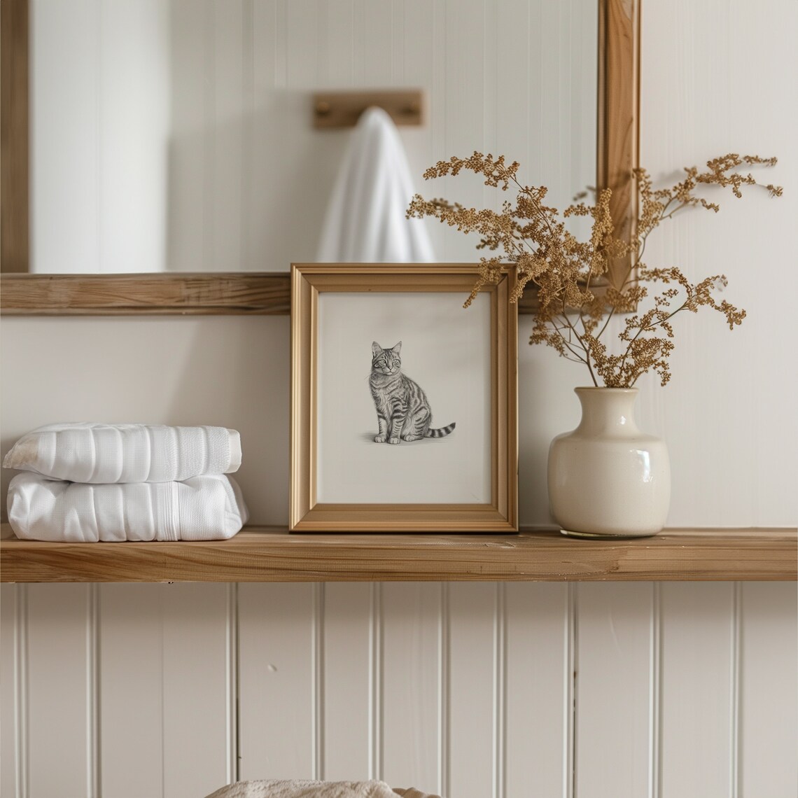 Tabby Cat Sketch, Black And White Art Print - Image 3