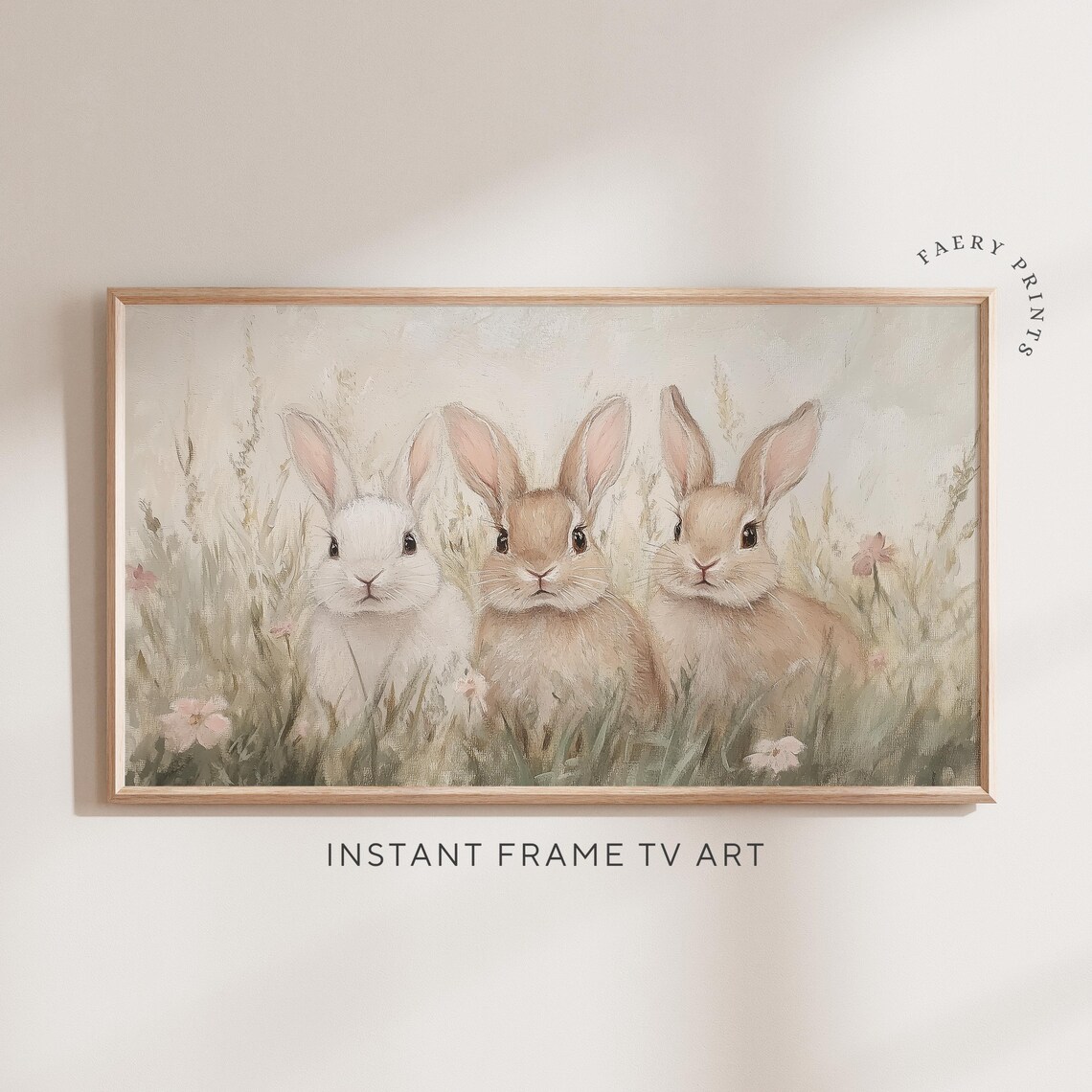 Easter Bunny TV Art, Cute Farmhouse Spring Print